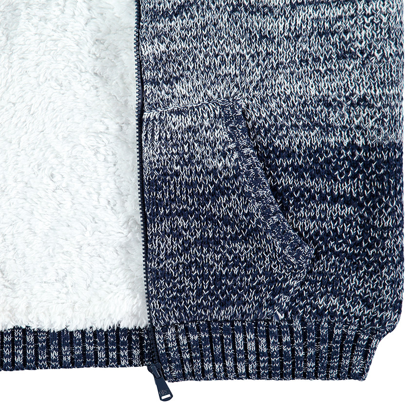 Junior - Gilet à capuche en tricot twisté effet dégradé doublé sherpa 