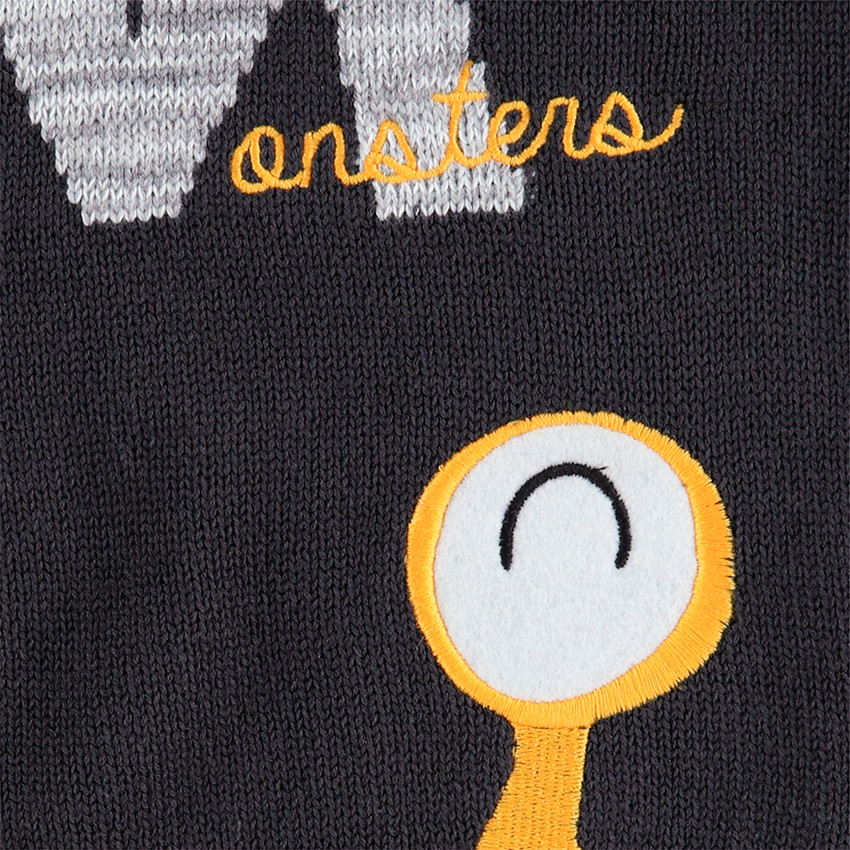 Pull en tricot avec lettre et monstre en jacquard 