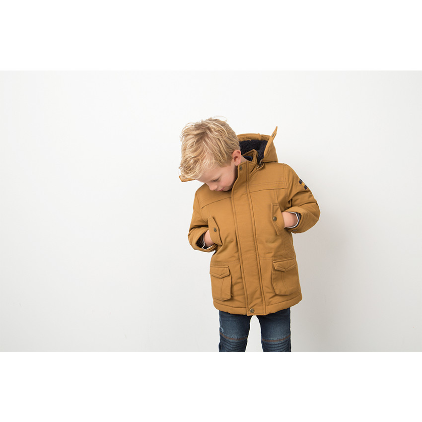 Parka en twill doublée sherpa à capuche amovible 