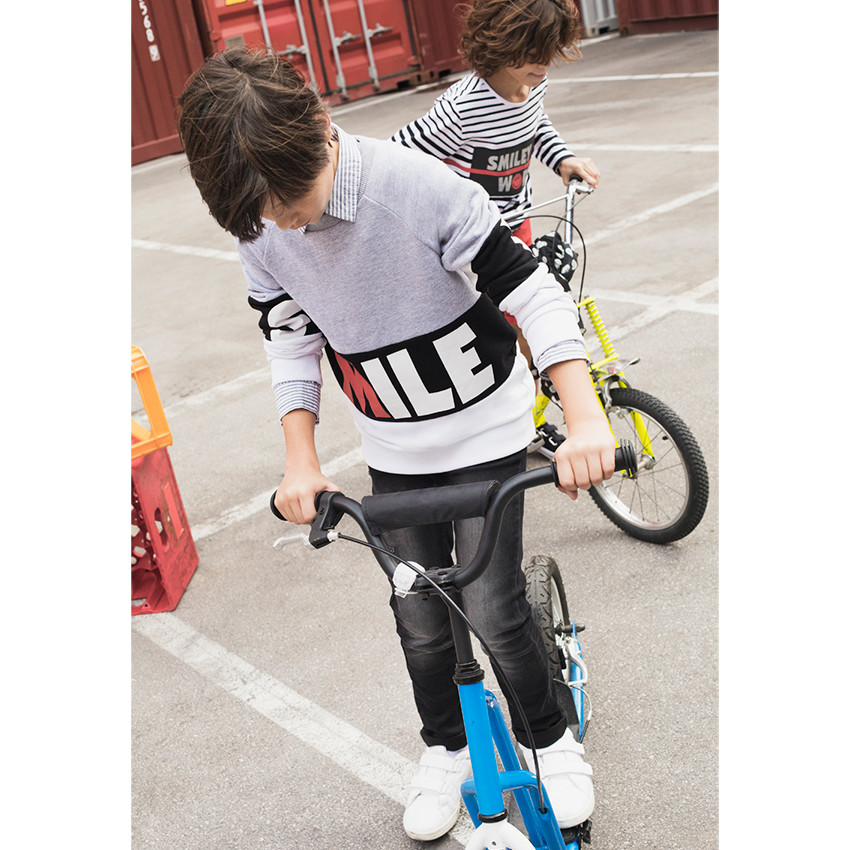 Junior - Sweat en molleton avec inscription printée Smiley 