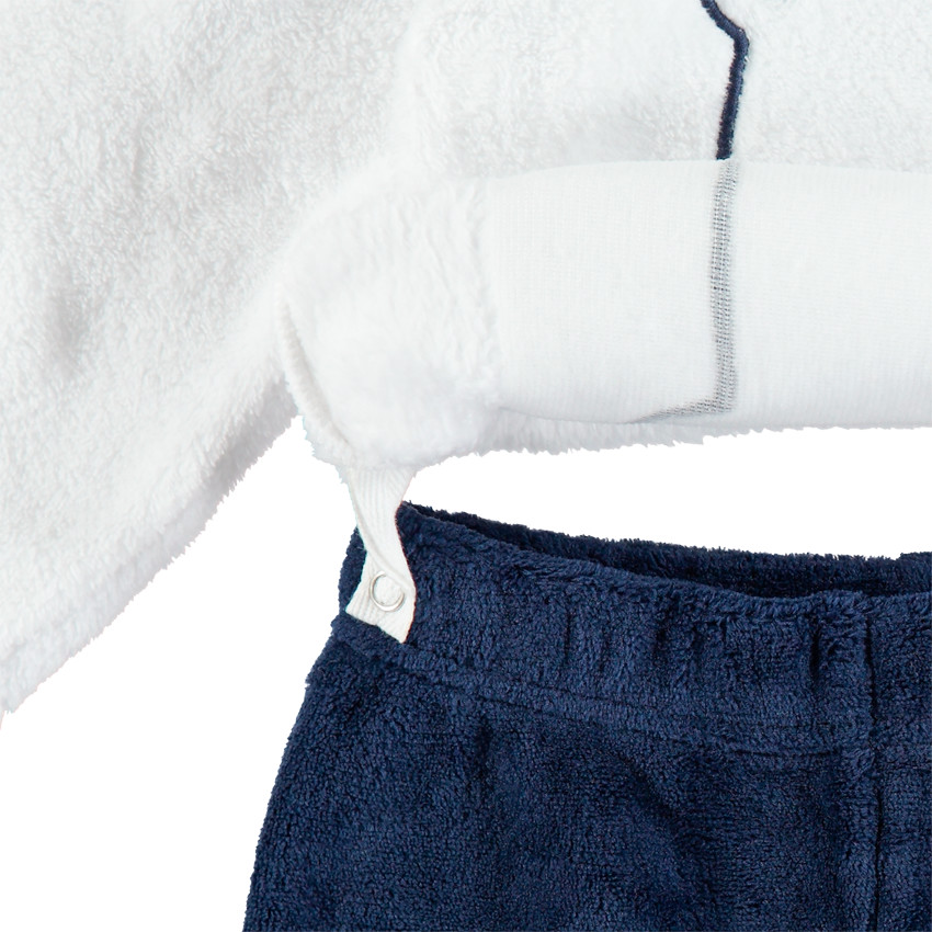 Pyjama en velours bicolore avec animal et étoiles brodées  