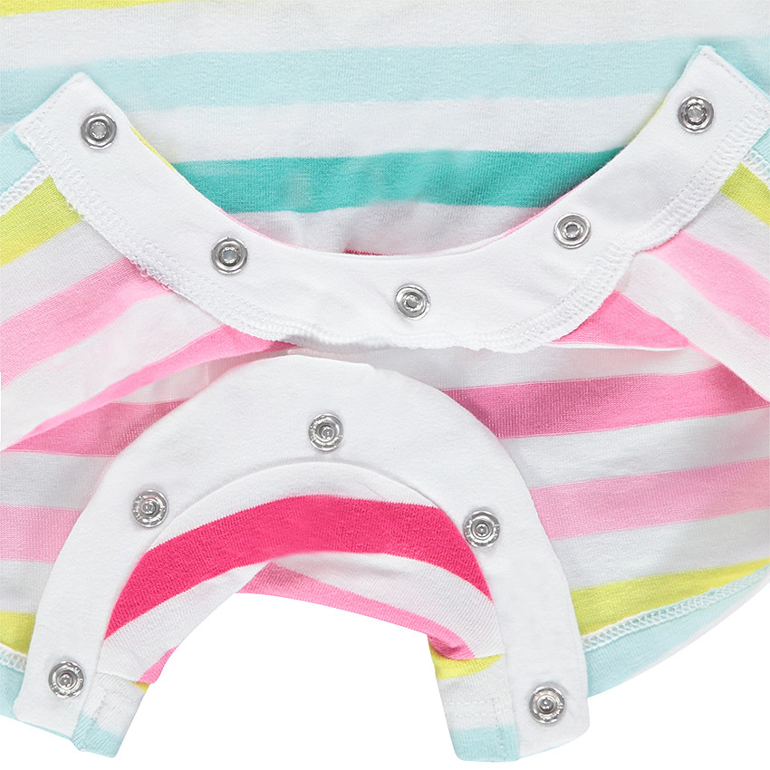 Combinaison courte rayée all-over avec badge Smiley et noeuds 