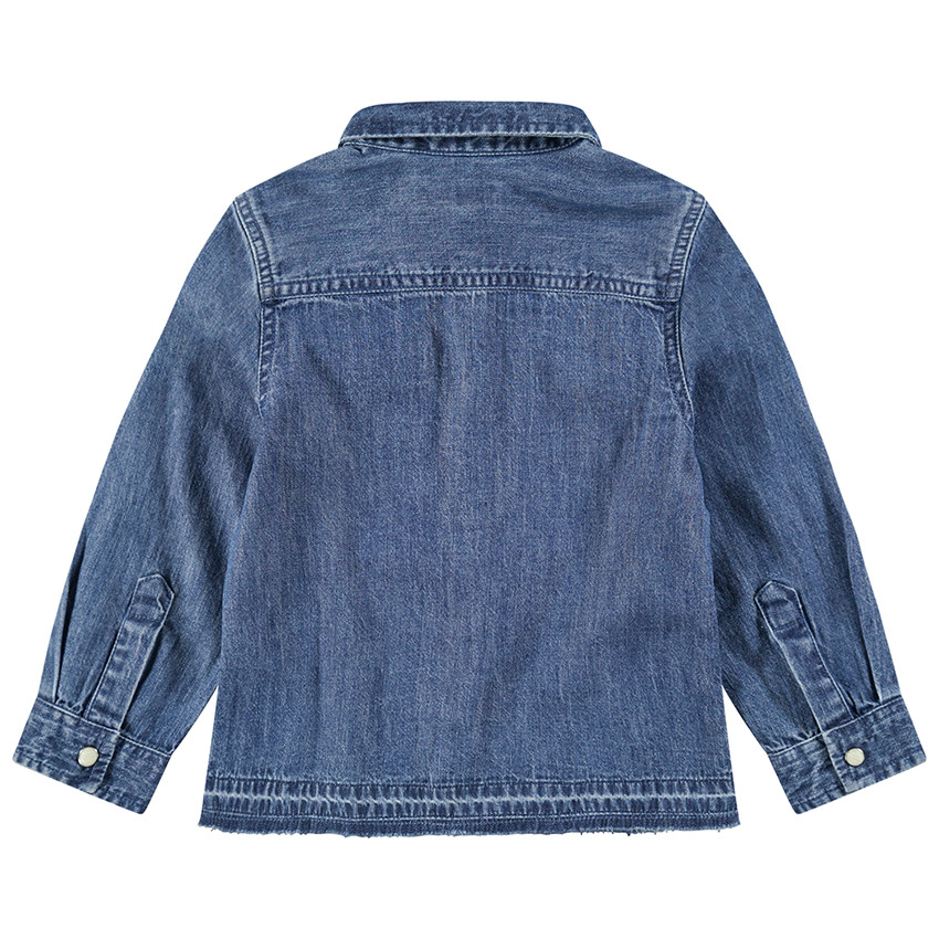 Junior - Chemise manches longues en jean used avec snaps effet nacre 