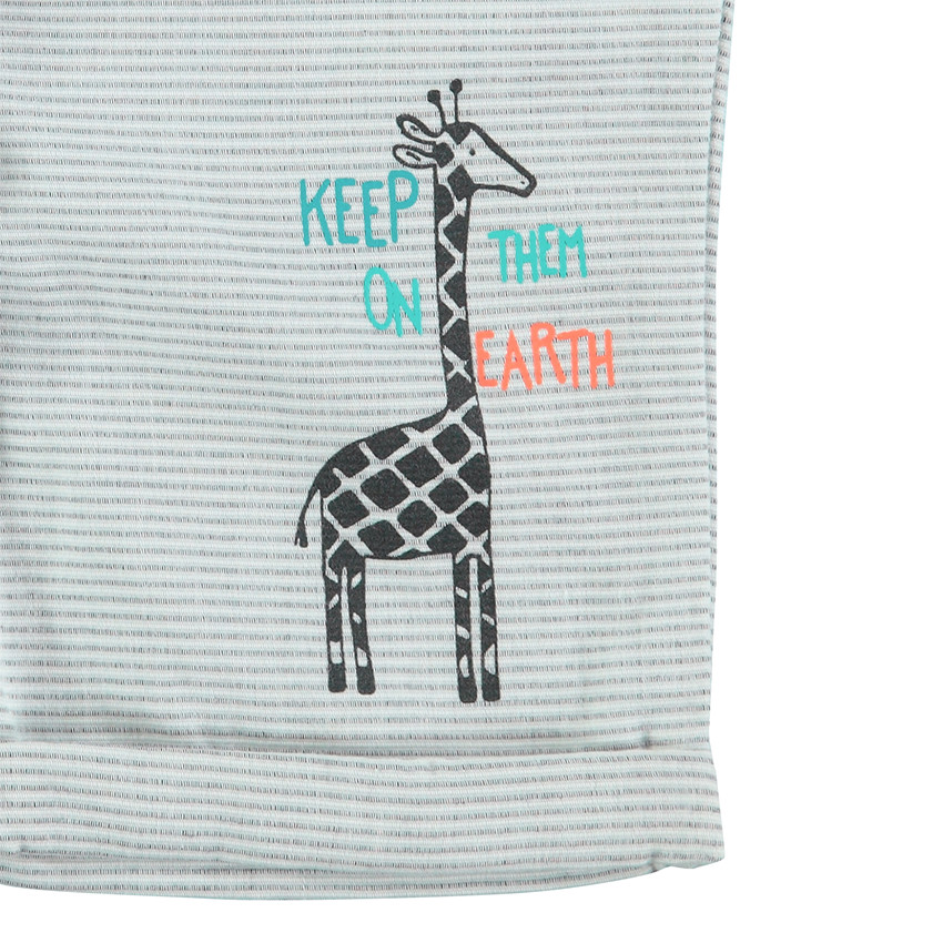 Bermuda en coton rayé avec girafe printée 