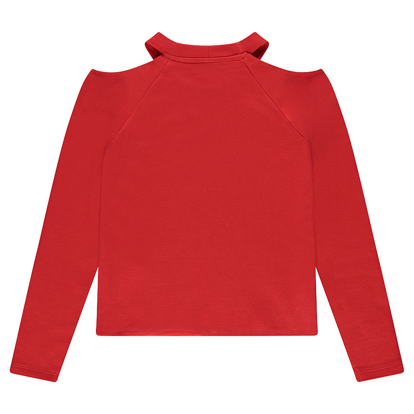 Junior - Sweat à épaules dénudées et roses brodées 