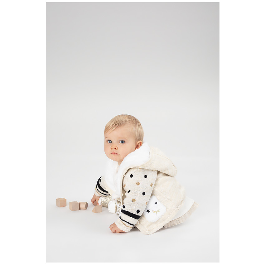 Veste à capuche en tricot avec motifs graphiques doublé sherpa 