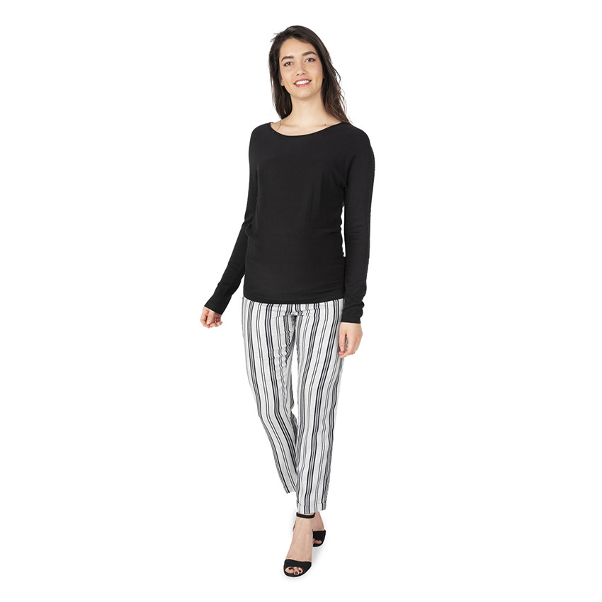 Pull fin de grossesse avec passepoils brillants 