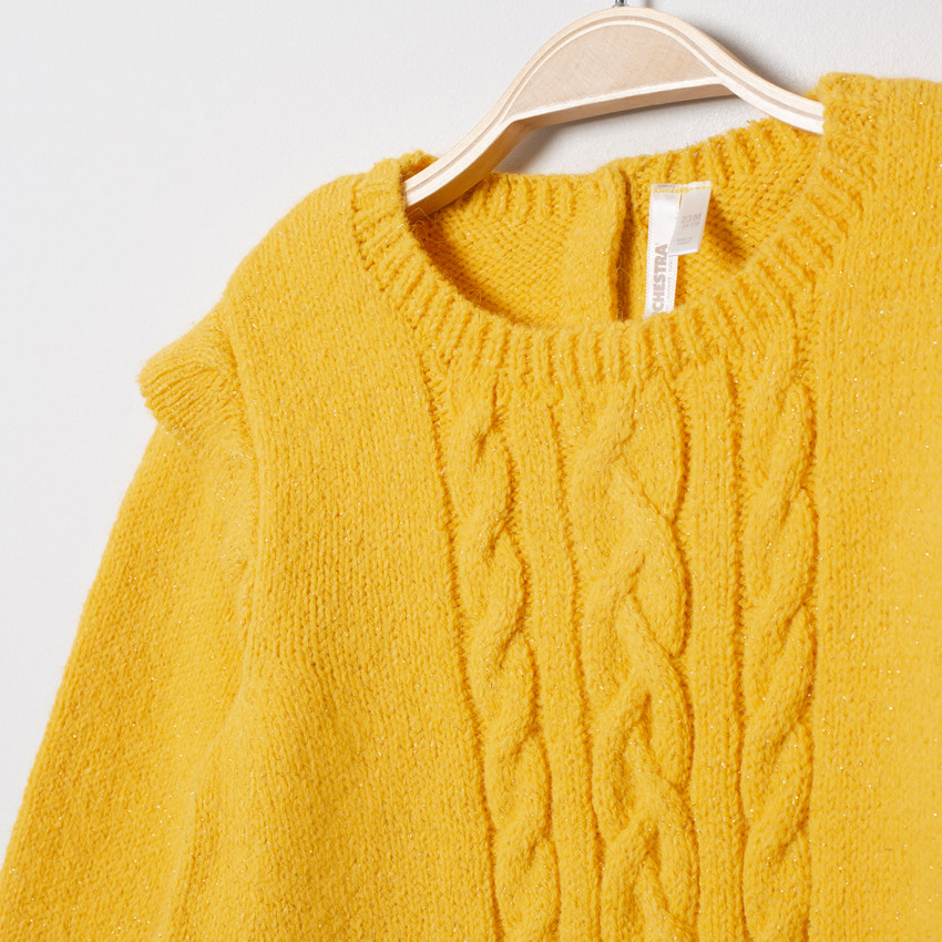 Robe manches longues en tricot à torsades 