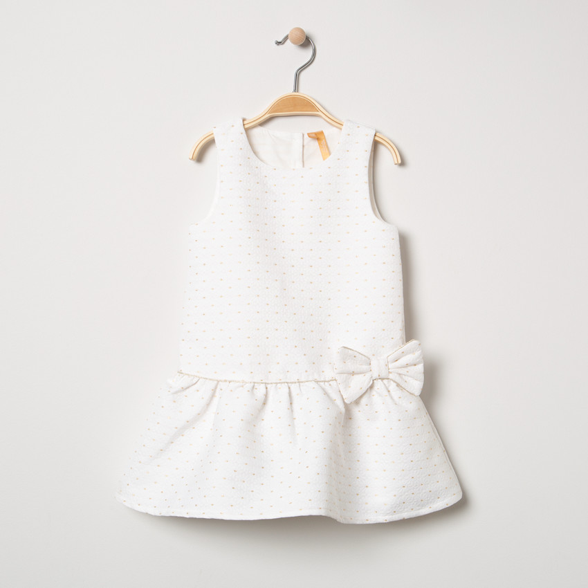 Robe sans manches à pois dorés et noeud 