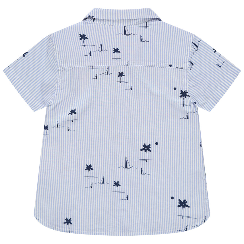 Chemise manches courtes à rayures et motifs printés all-over 