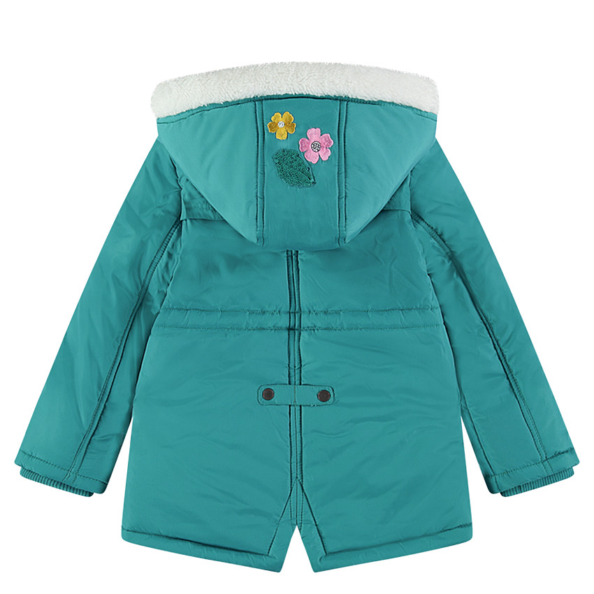 Parka doublée sherpa avec capuche amovible et broderies 