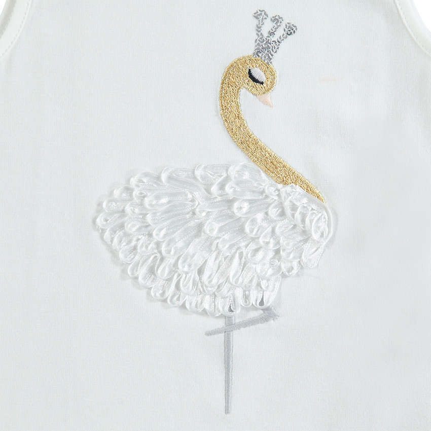 Débardeur uni avec cygne brodé 