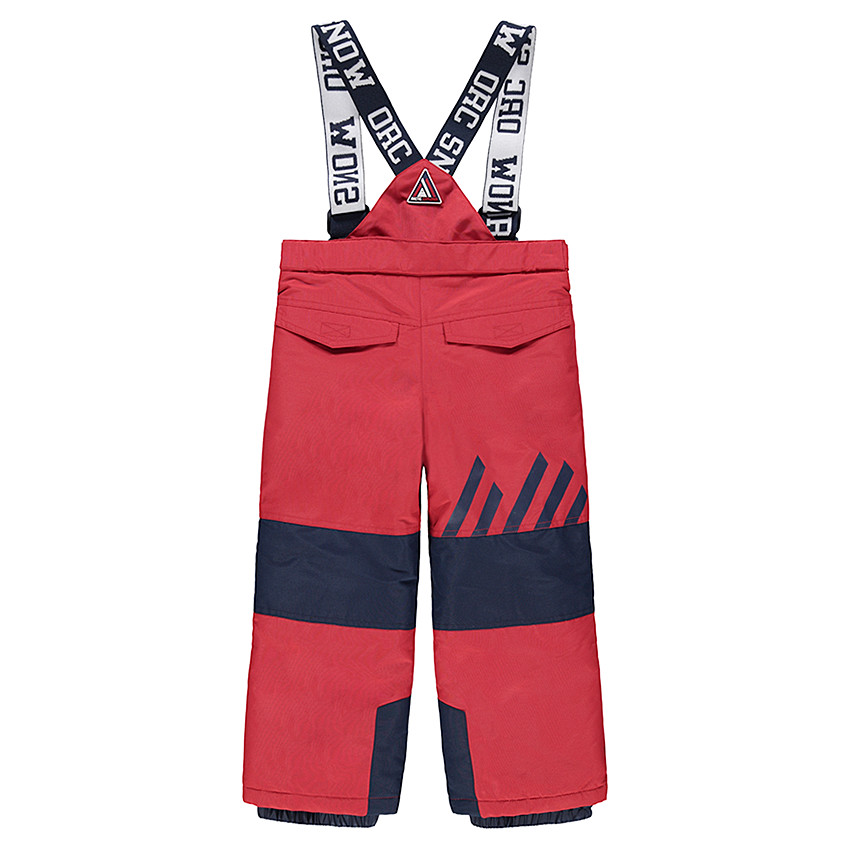 Pantalon de ski imperméable rouge avec bretelles amovibles 