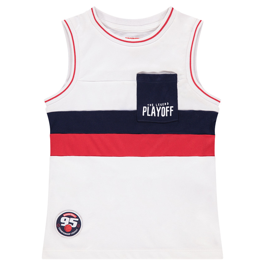 Débardeur en jersey avec bandes contrastées et poche 