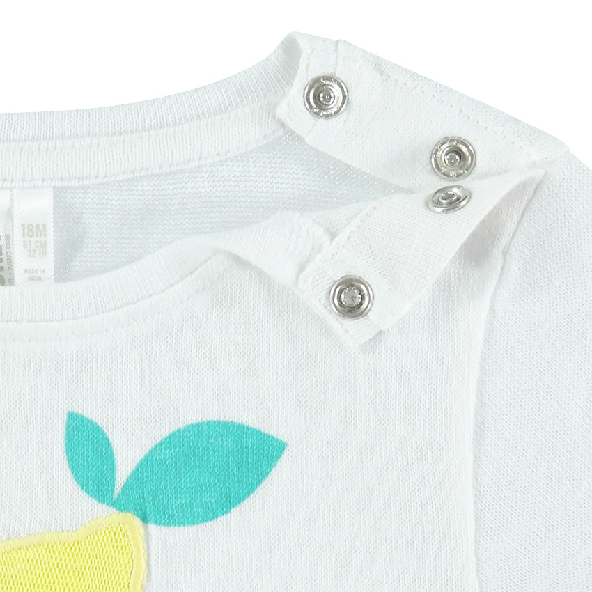 Tee-shirt à manches courtes volantées avec print et fantaisie sur le devant 