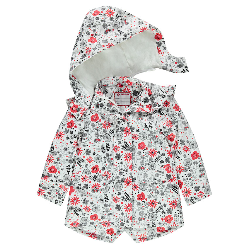 Parka en gomme imprimée fleurs all-over doublée sherpa fine 