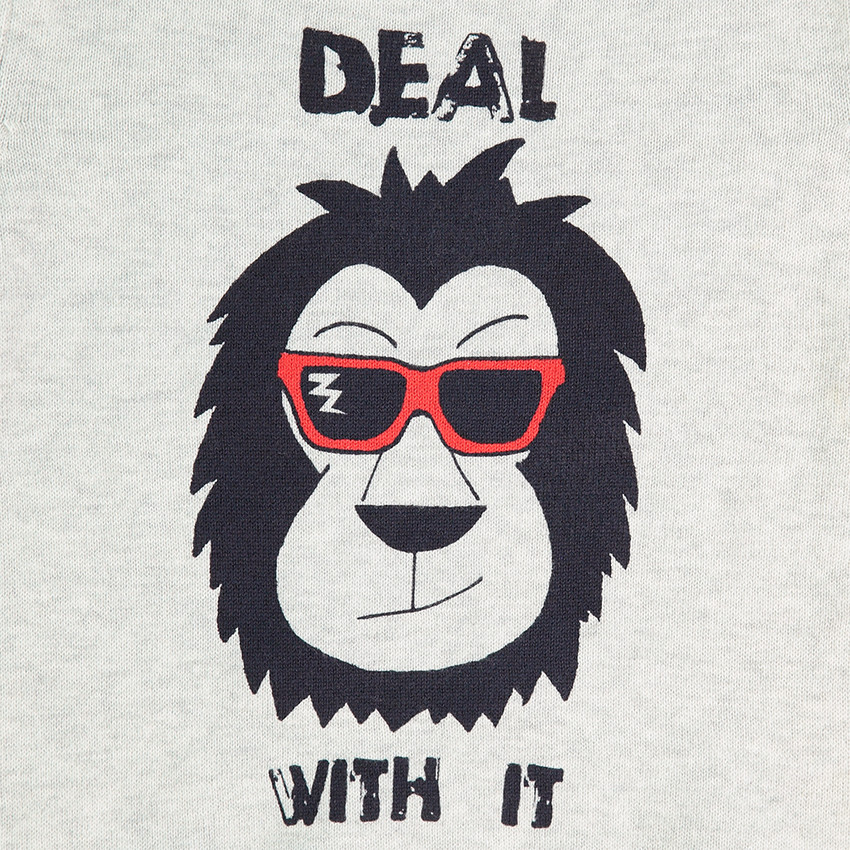 Pull en tricot avec animal printé sur le devant 