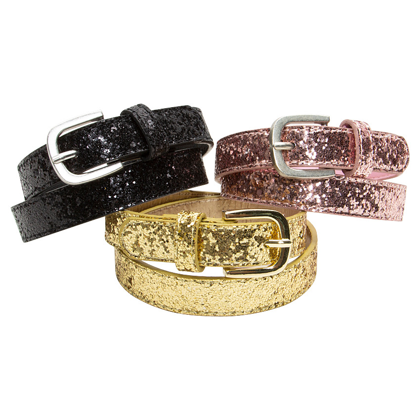 Lot de 3 ceintures réglables à paillettes 