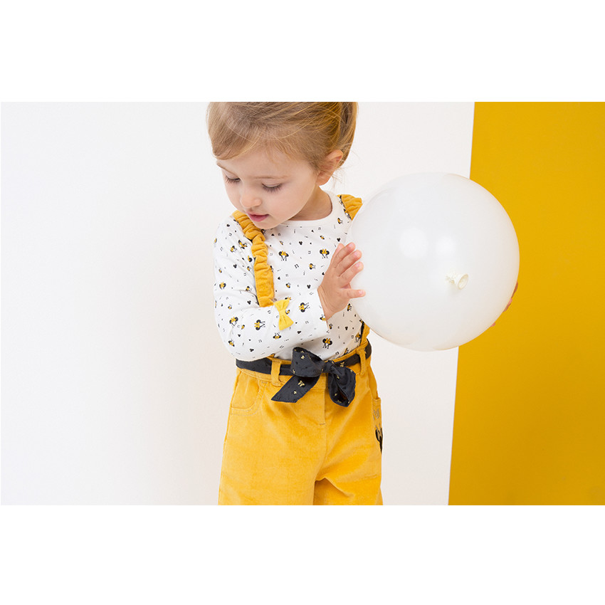 Pantalon large en velours avec bretelles élastiquées et broderie Disney Minnie 