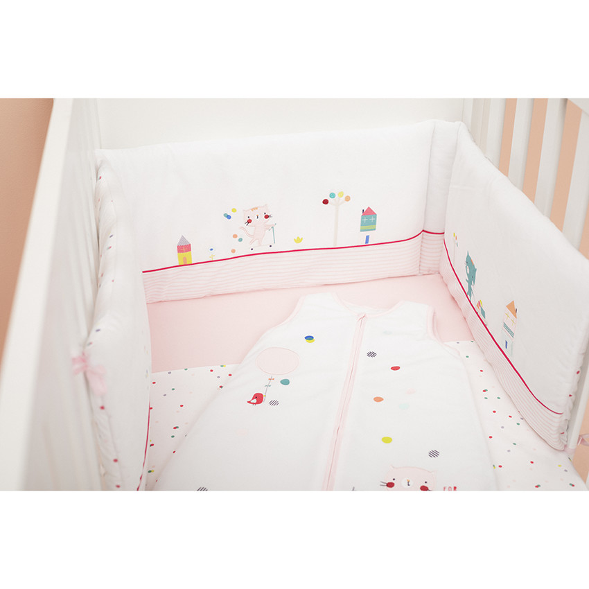 Set housse de couette et taie d'oreiller à pois et maisons printés 