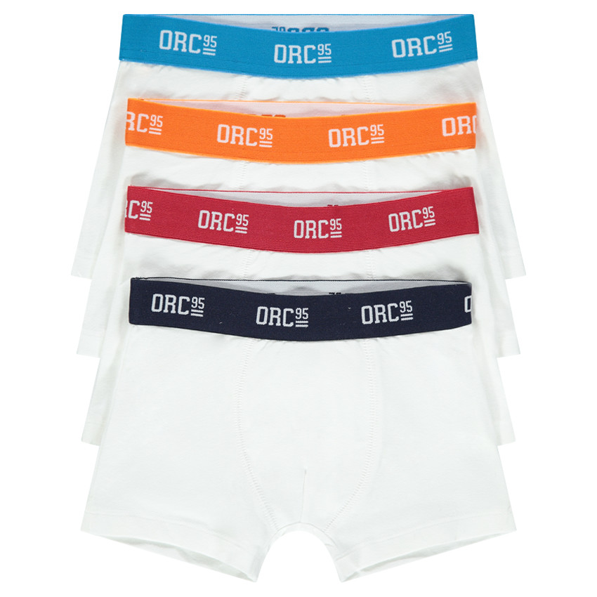 Lot de 4 boxers en coton avec ceinture contrastée 