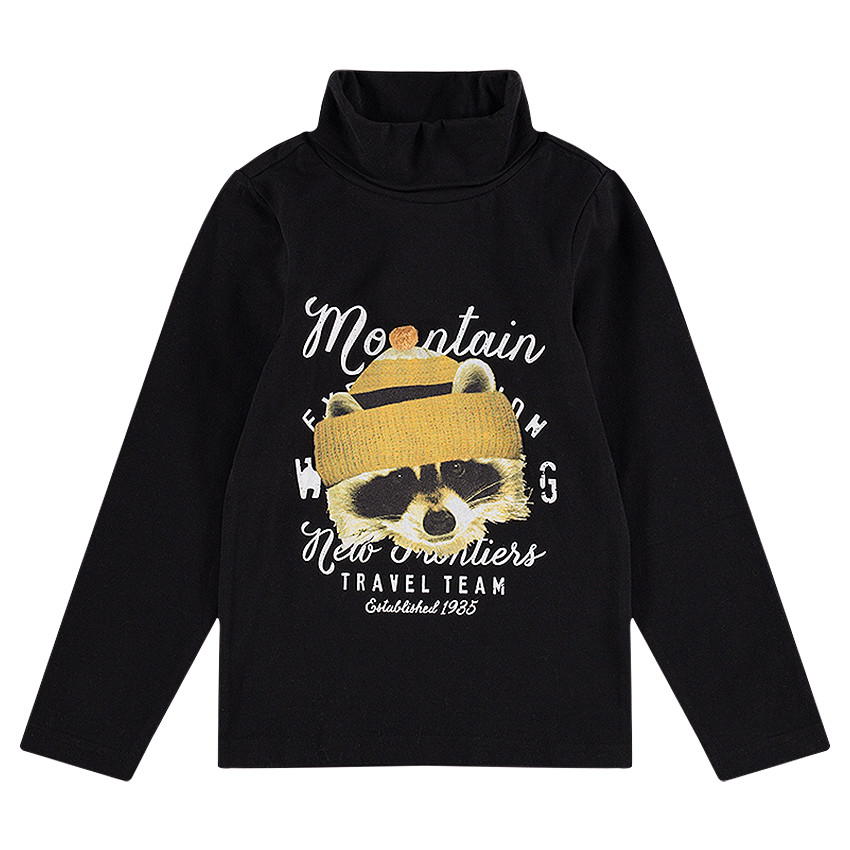 Sous-pull col roulé en jersey avec motif printé sur le devant 