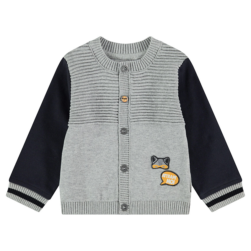 Gilet en tricot fantaisie avec badges patchés et manches en molleton  