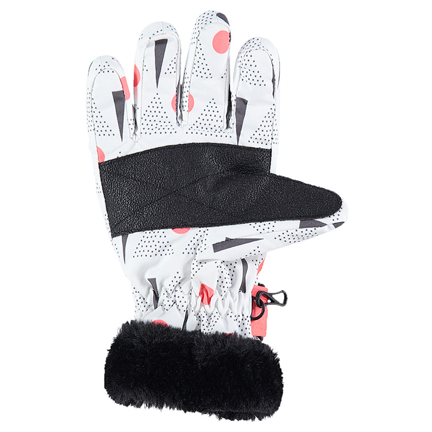 Gants de ski imprimés all-over avec fausse fourrure 