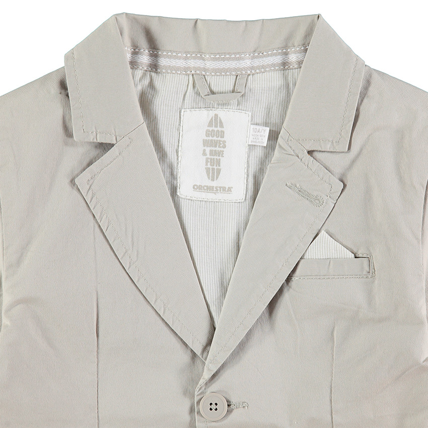 Junior - Blazer de cérémonie uni en coton avec doublure rayée 