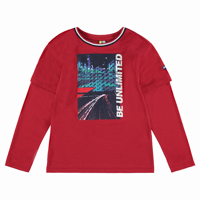 Junior - Tee-shirt manches longues effet 2 en 1 avec print sur le devant 