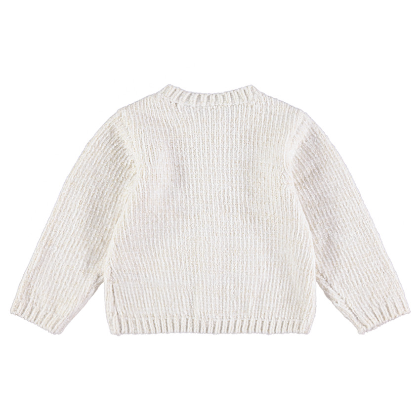 Gilet en maille chenille avec couronne dorée brodée 