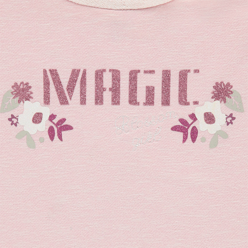 Sweat court en molleton avec inscription pailletée sur le devant 