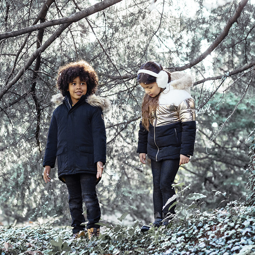 Doudoune à capuche doublée sherpa à bande effet métallisé 