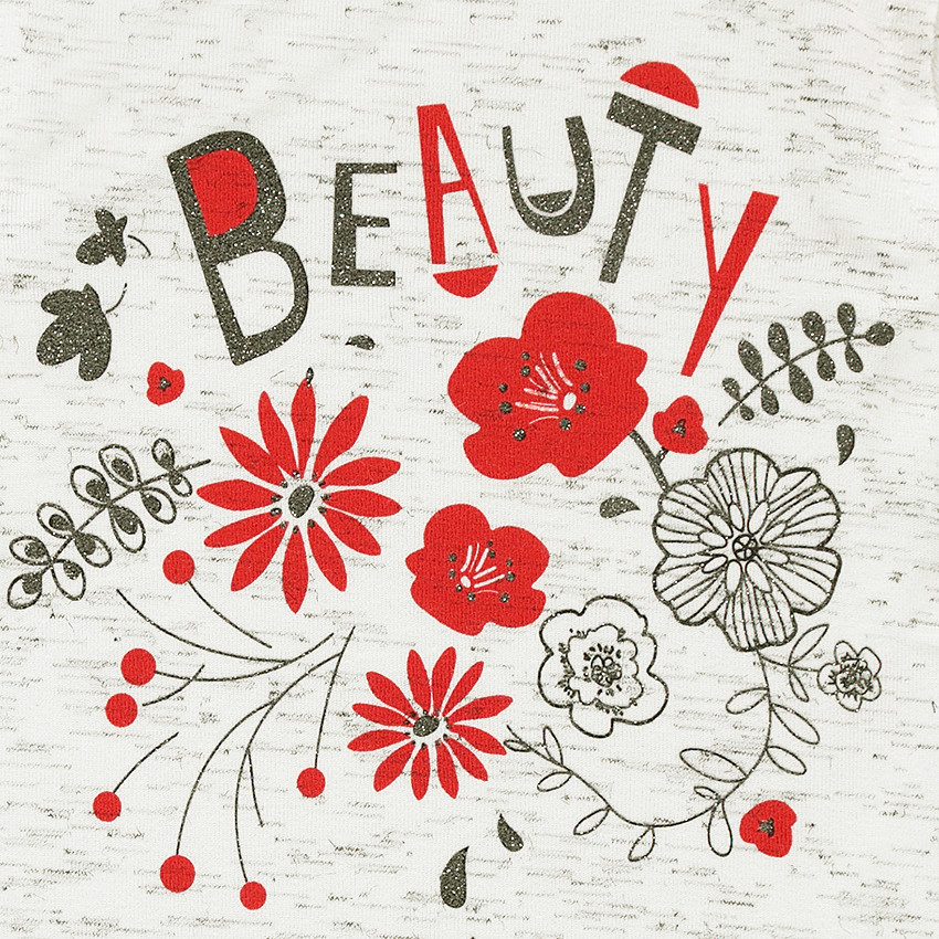 Tee-shirt manches longues en jersey jaspé avec fleurs pailletées  