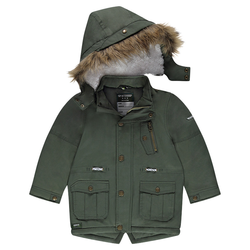 Parka en twill doublée sherpa avec capuche amovible 