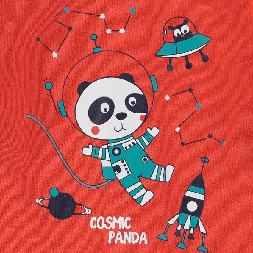 Pyjama 3 pièces avec tee-shirt print panda, bonnet et pantalon imprimés all-over 