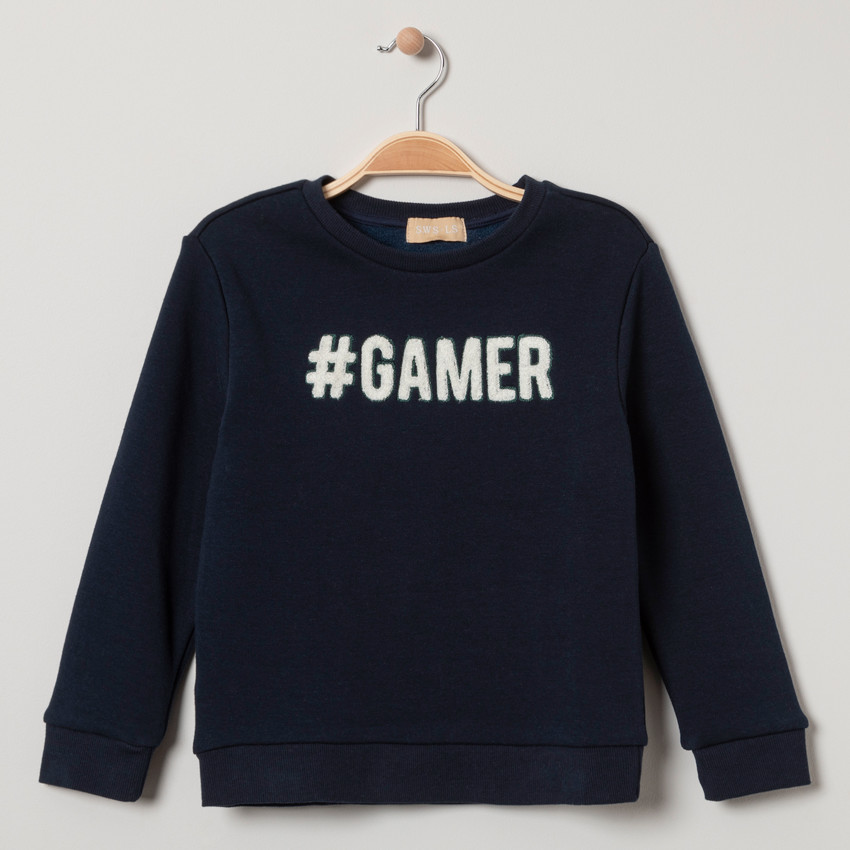 Sweat en molleton contrecollé sherpa à inscription brodée 