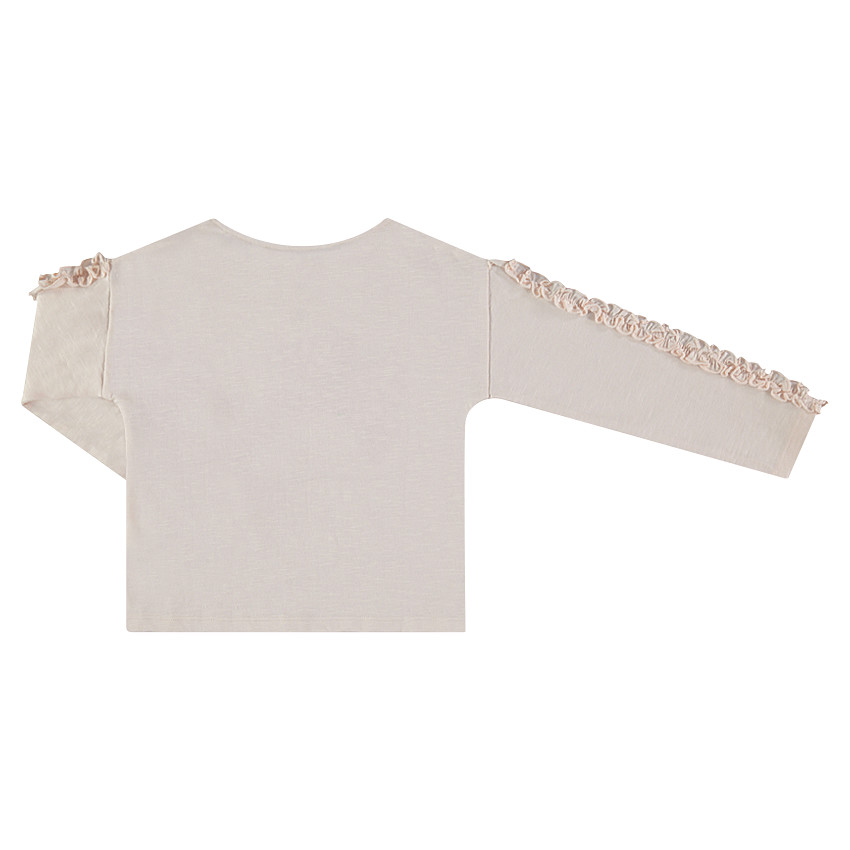 Tee-shirt manches longues volantées avec print fantaisie 