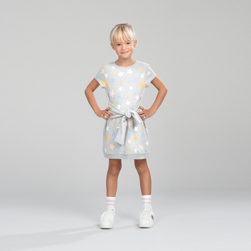 Robe en molleton à étoiles imprimées et ceinture 
