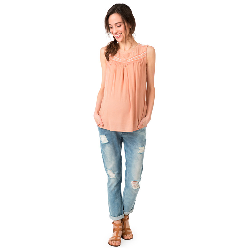 Jeans de grossesses coupe boyfriend avec usures 