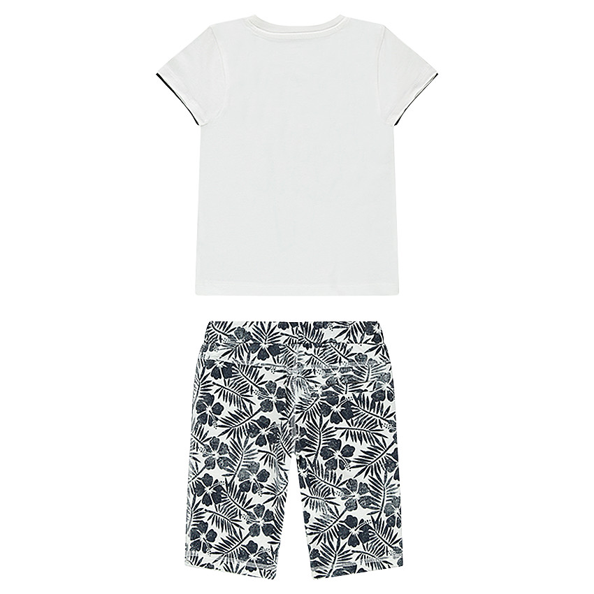 Ensemble avec tee-shirt print planche de surf et bermuda à fleurs all-over 