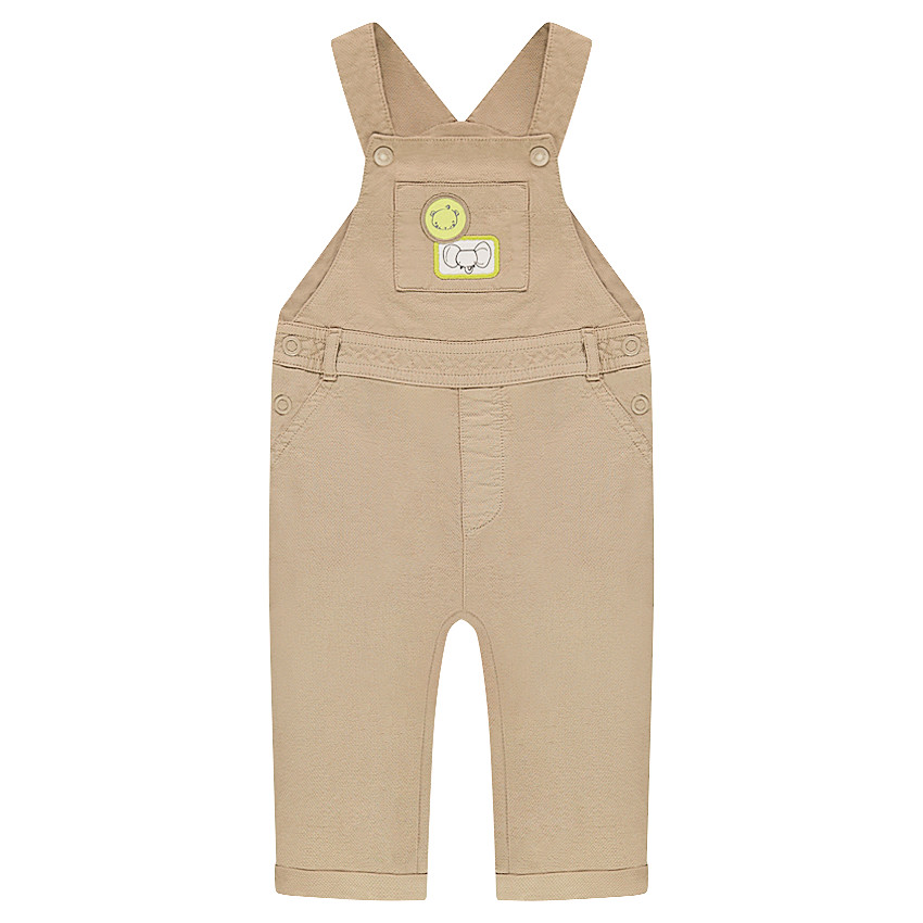 Salopette longue en coton avec badges animaux 