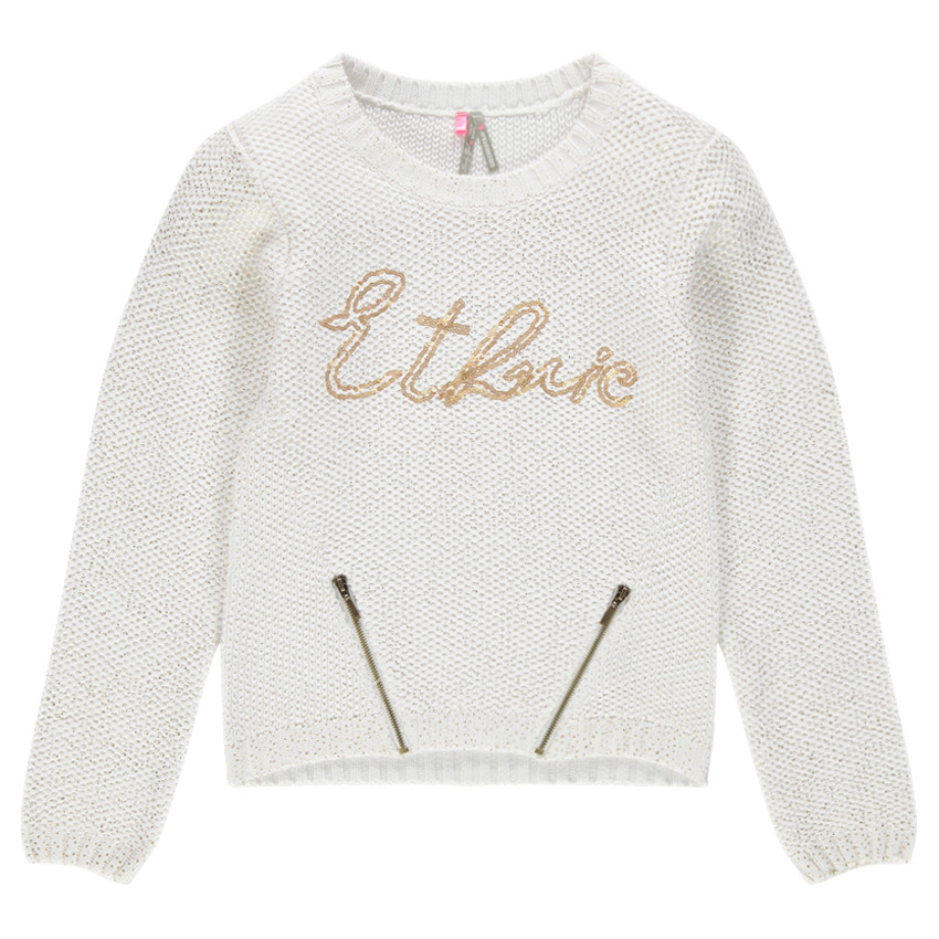 Junior - Pull en tricot pailleté avec sequins et zips fantaisie 