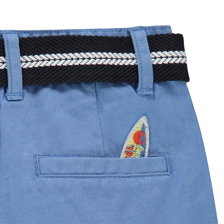 Bermuda en twill avec ceinture amovible et badge surf 