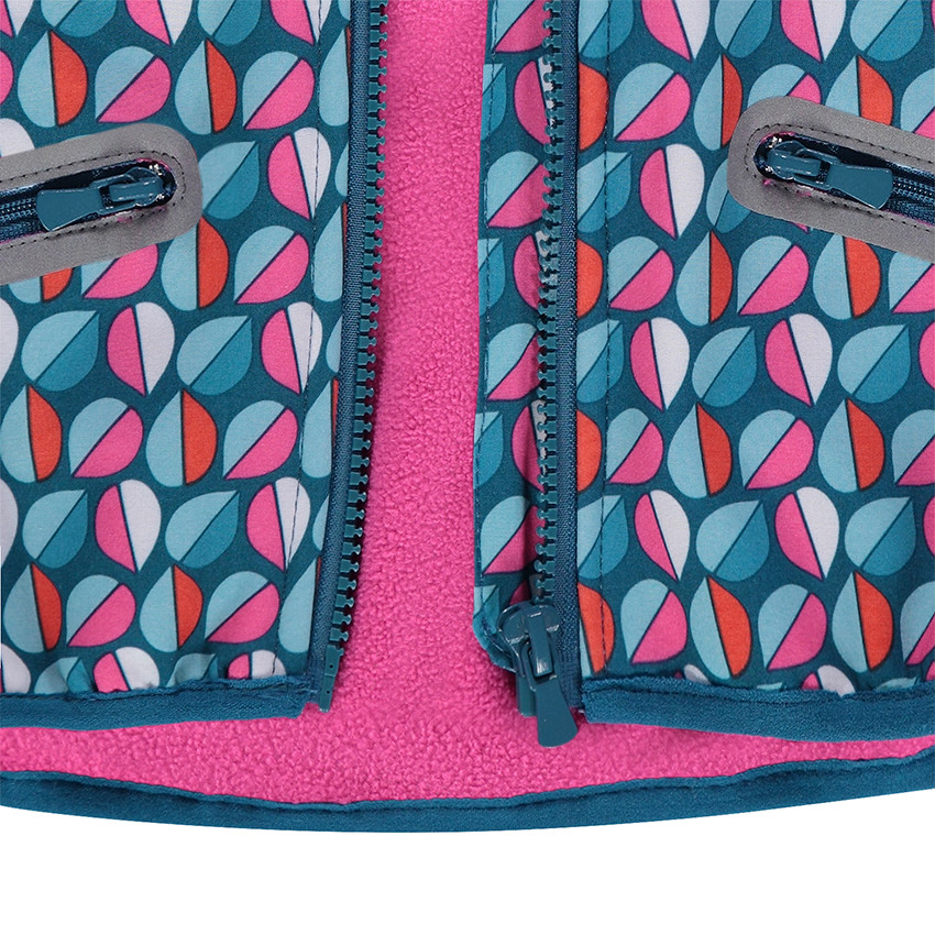 Coupe-vent à capuche amovible imprimé all-over doublé micropolaire 