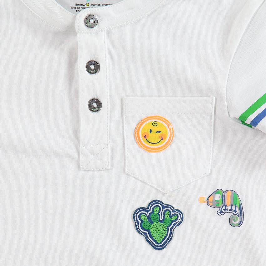 Ensemble avec polo badge Smiley et bermuda à imprimé tropical all-over 