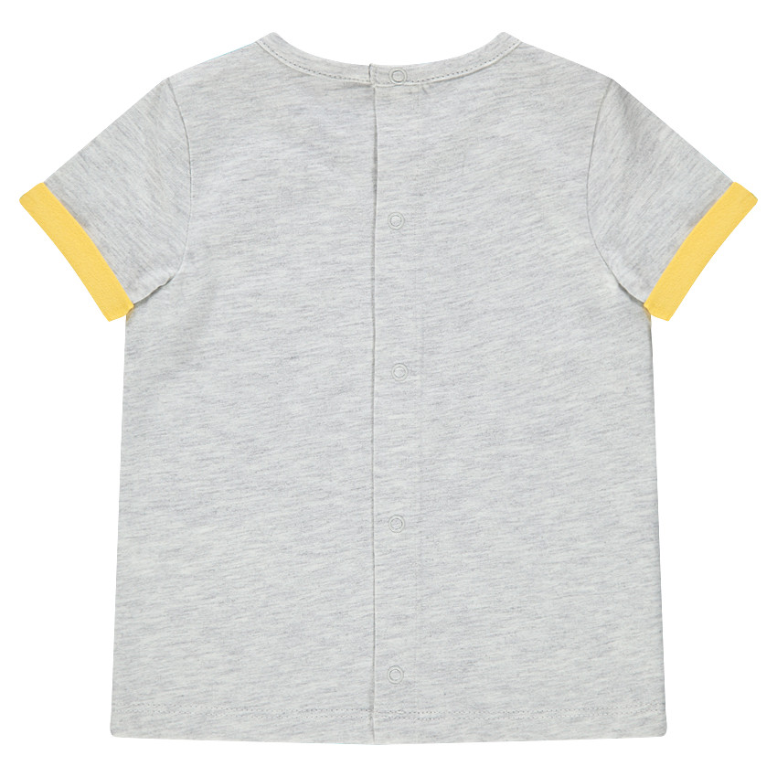 Tee-shirt manches courtes chiné avec animal et message printés 