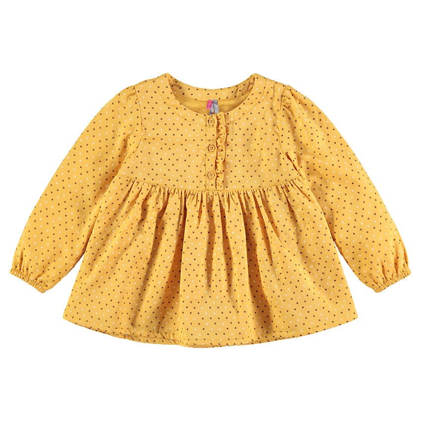 Tunique manches longues moutarde avec pois imprimés all-over 