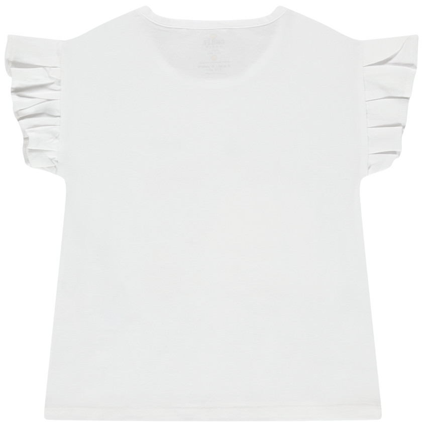 T-shirt manches courtes volantées motif Smiley en sequins 