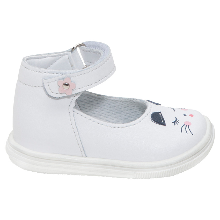 Babies en cuir avec lanière à scratch et print chat 